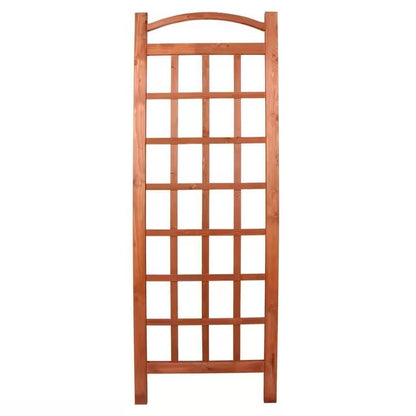 72-inch Outdoor Solid Wooden Classic Grid Garden Trellis in Brown Wood Finish